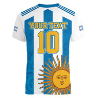 Personalized Argentina 10 Goat Women V-Neck T-Shirt Greatest Of All Time Sporty Style