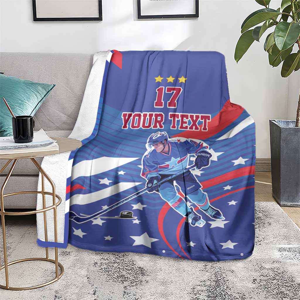 Custom United States Ice Hockey Blanket USA Go Champions Sporty Style