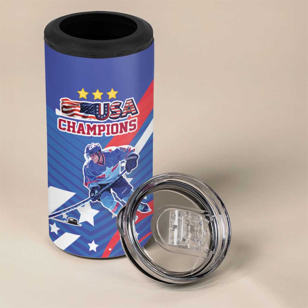 Custom United States Ice Hockey 4 in 1 Can Cooler Tumbler USA Go Champions Sporty Style