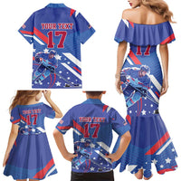 Custom United States Ice Hockey Family Matching Mermaid Dress and Hawaiian Shirt USA Go Champions Sporty Style