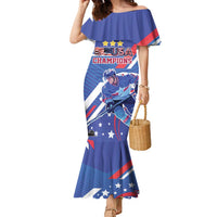 Custom United States Ice Hockey Family Matching Mermaid Dress and Hawaiian Shirt USA Go Champions Sporty Style