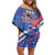 Custom United States Ice Hockey Family Matching Off Shoulder Short Dress and Hawaiian Shirt USA Go Champions Sporty Style