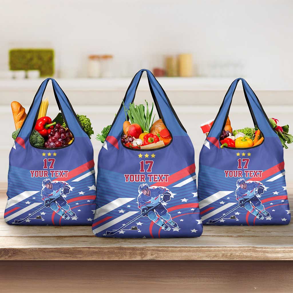 Custom United States Ice Hockey Grocery Bag USA Go Champions Sporty Style