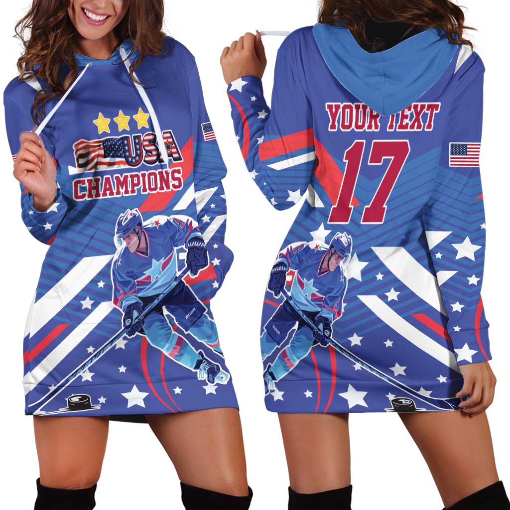 Custom United States Ice Hockey Hoodie Dress USA Go Champions Sporty Style