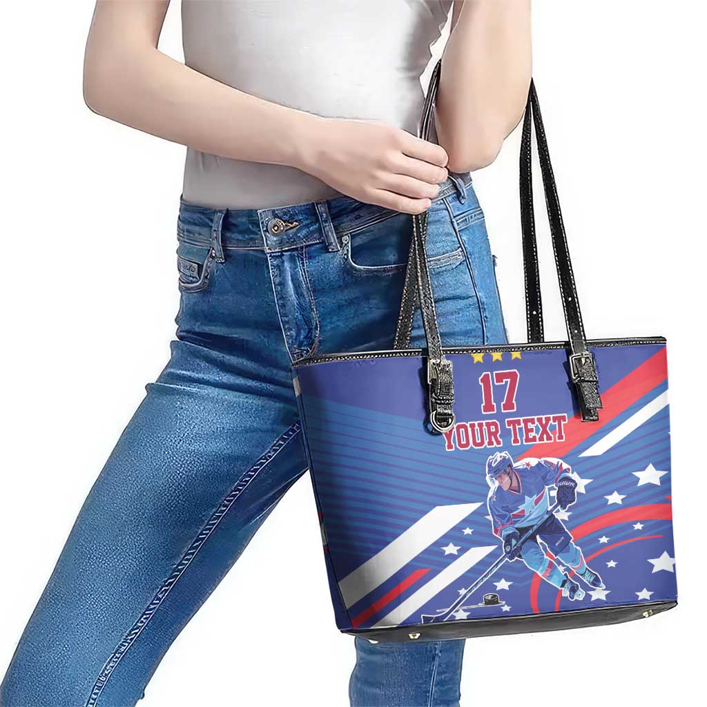 Custom United States Ice Hockey Leather Tote Bag USA Go Champions Sporty Style