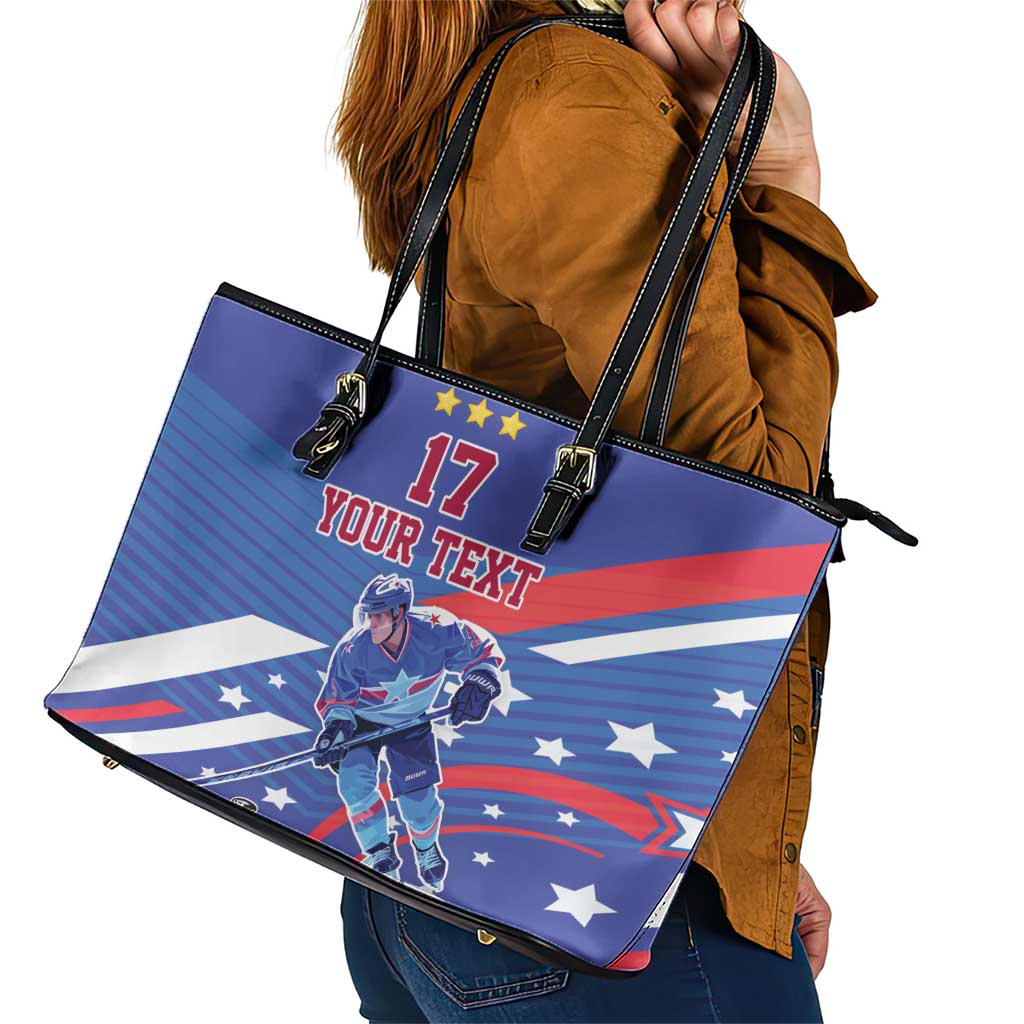 Custom United States Ice Hockey Leather Tote Bag USA Go Champions Sporty Style