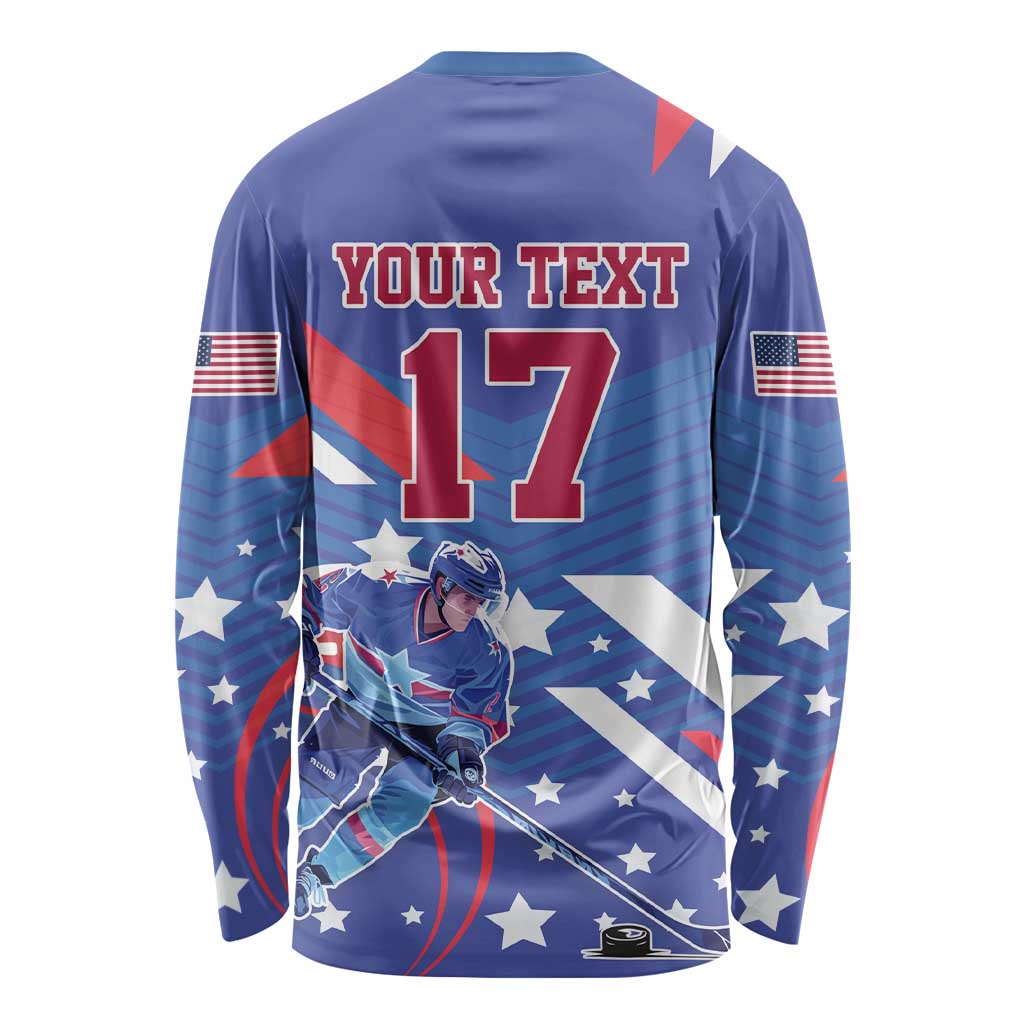 Custom United States Ice Hockey Long Sleeve Shirt USA Go Champions Sporty Style