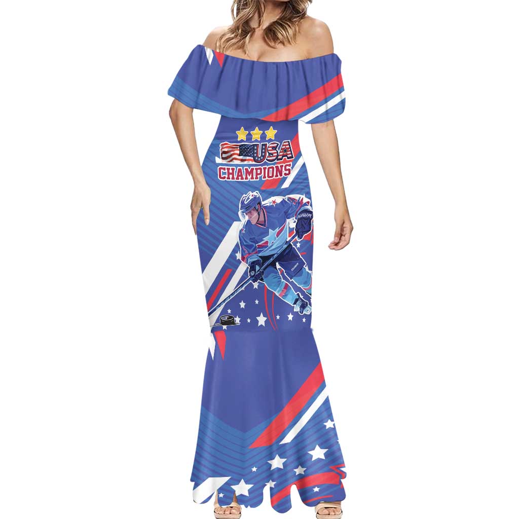 Custom United States Ice Hockey Mermaid Dress USA Go Champions Sporty Style