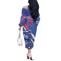 Custom United States Ice Hockey Off The Shoulder Long Sleeve Dress USA Go Champions Sporty Style