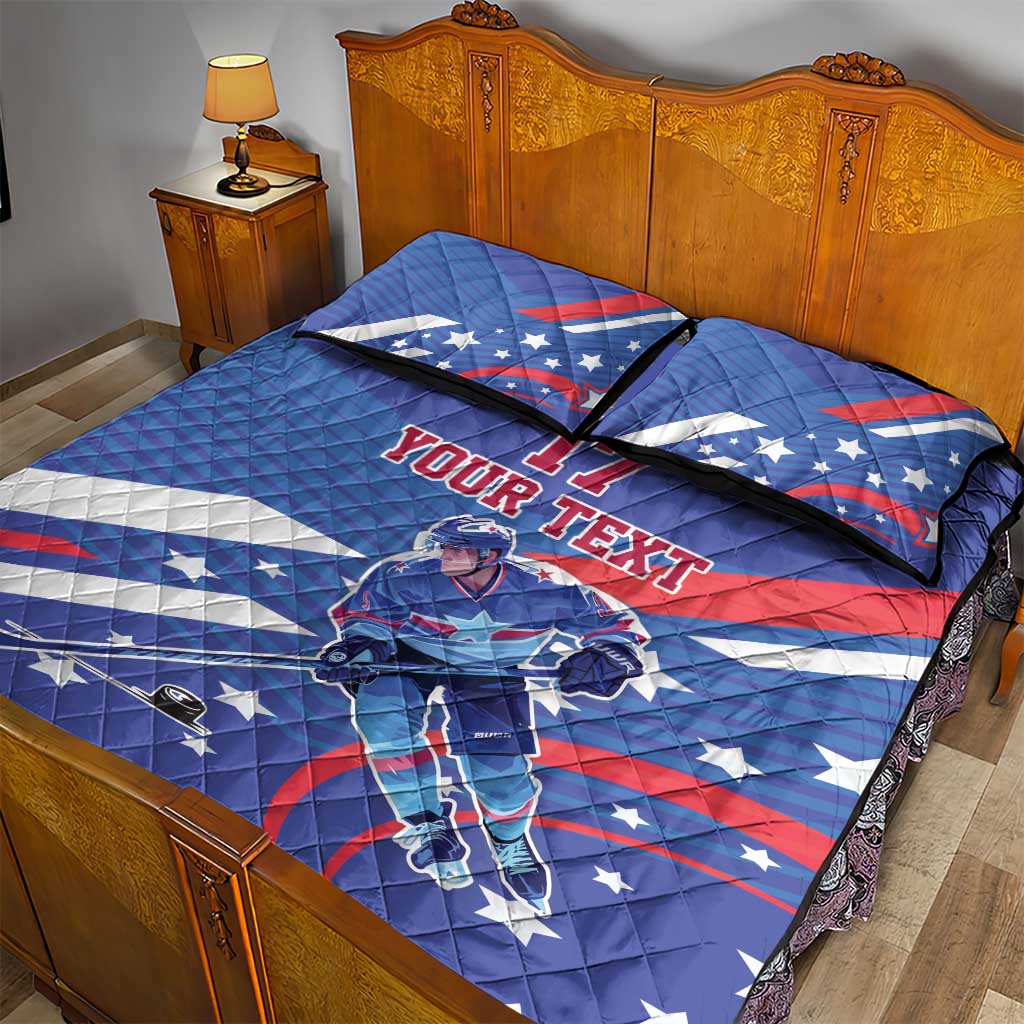 Custom United States Ice Hockey Quilt Bed Set USA Go Champions Sporty Style