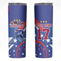 Custom United States Ice Hockey Skinny Tumbler USA Go Champions Sporty Style