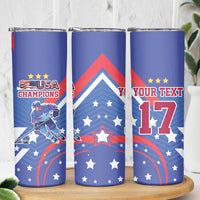 Custom United States Ice Hockey Skinny Tumbler USA Go Champions Sporty Style