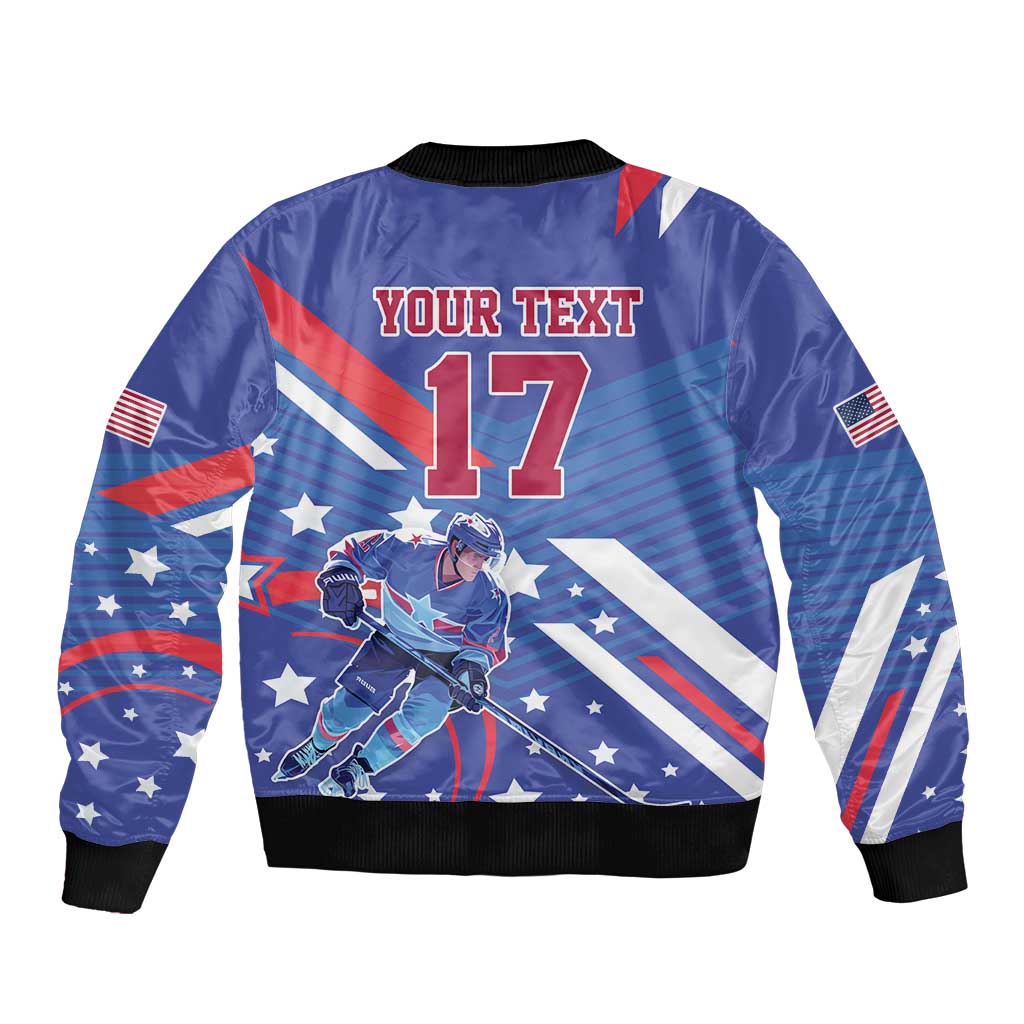 Custom United States Ice Hockey Sleeve Zip Bomber Jacket USA Go Champions Sporty Style
