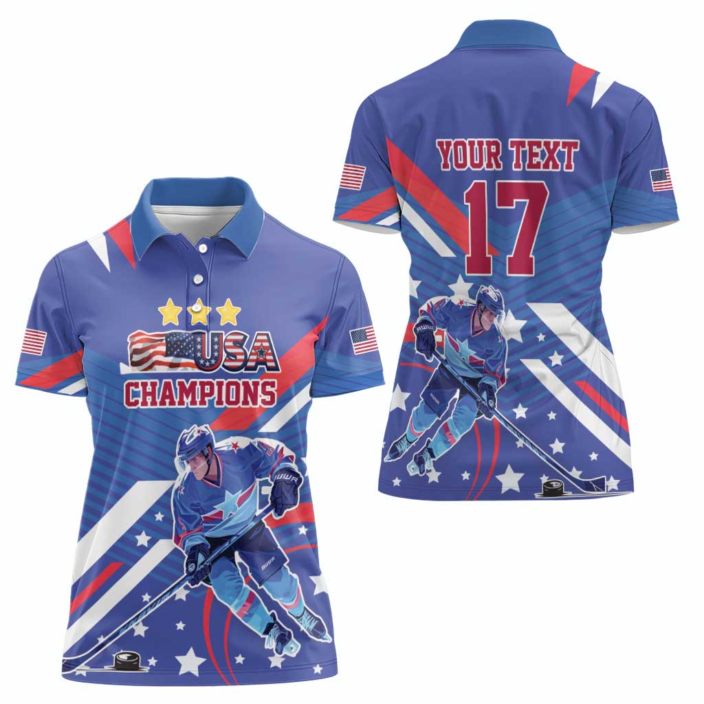 Custom United States Ice Hockey Women Polo Shirt USA Go Champions Sporty Style