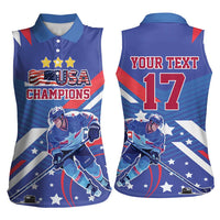 Custom United States Ice Hockey Women Sleeveless Polo Shirt USA Go Champions Sporty Style