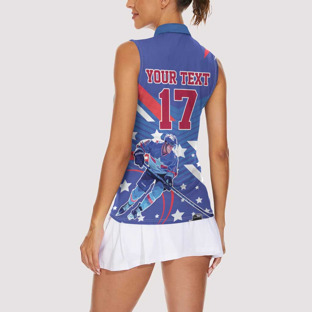 Custom United States Ice Hockey Women Sleeveless Polo Shirt USA Go Champions Sporty Style