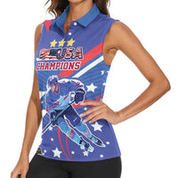 Custom United States Ice Hockey Women Sleeveless Polo Shirt USA Go Champions Sporty Style