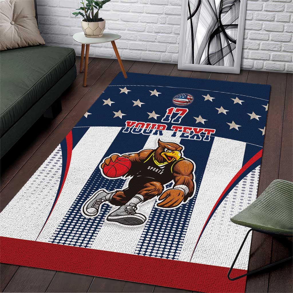 Custom United States Basketball Area Rug USA Eagle Mascot Style