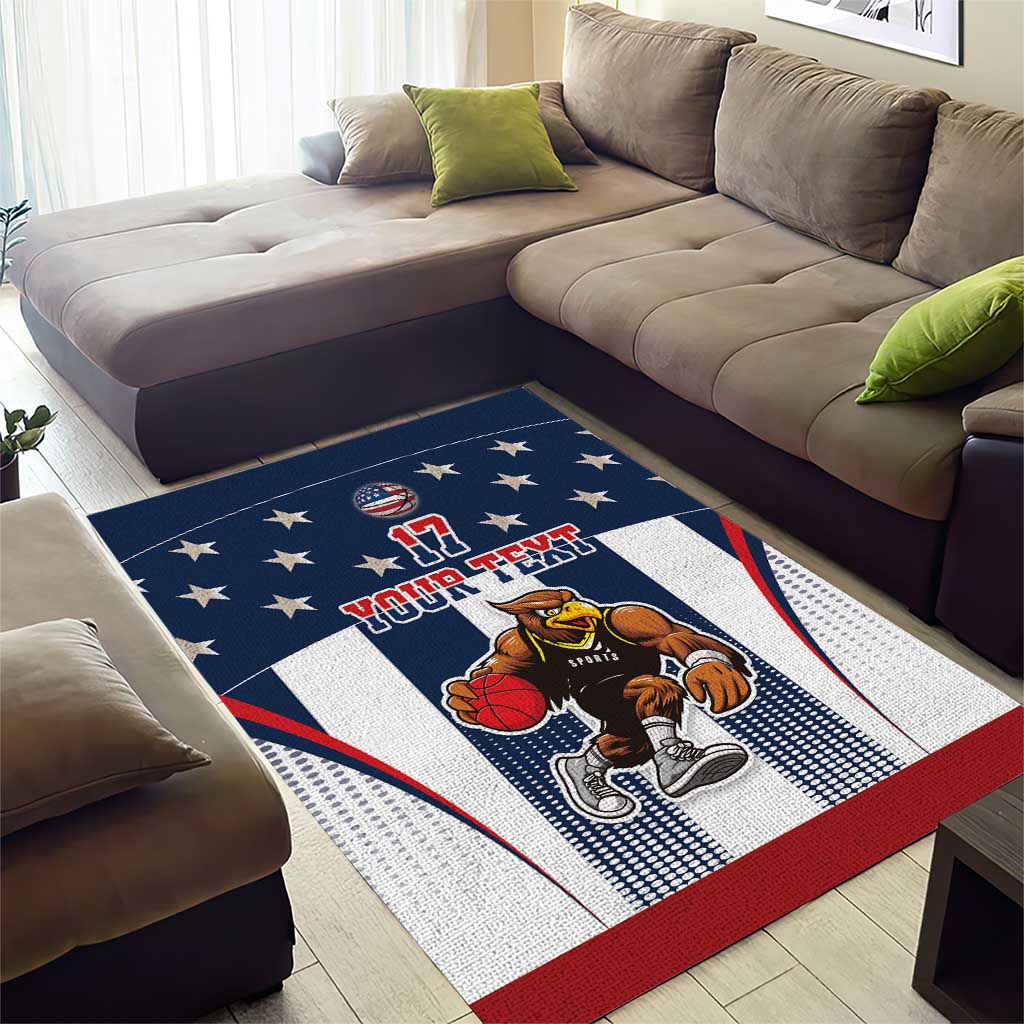 Custom United States Basketball Area Rug USA Eagle Mascot Style