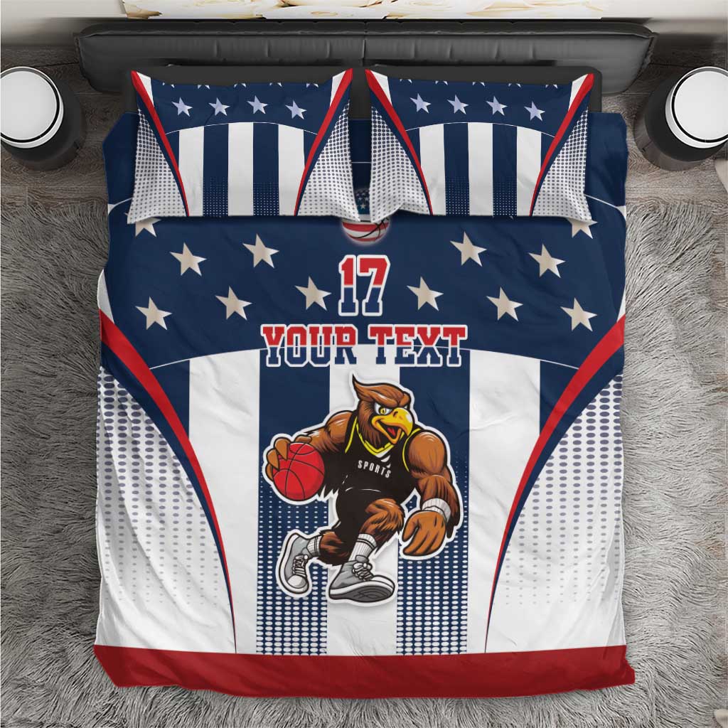 Custom United States Basketball Bedding Set USA Eagle Mascot Style