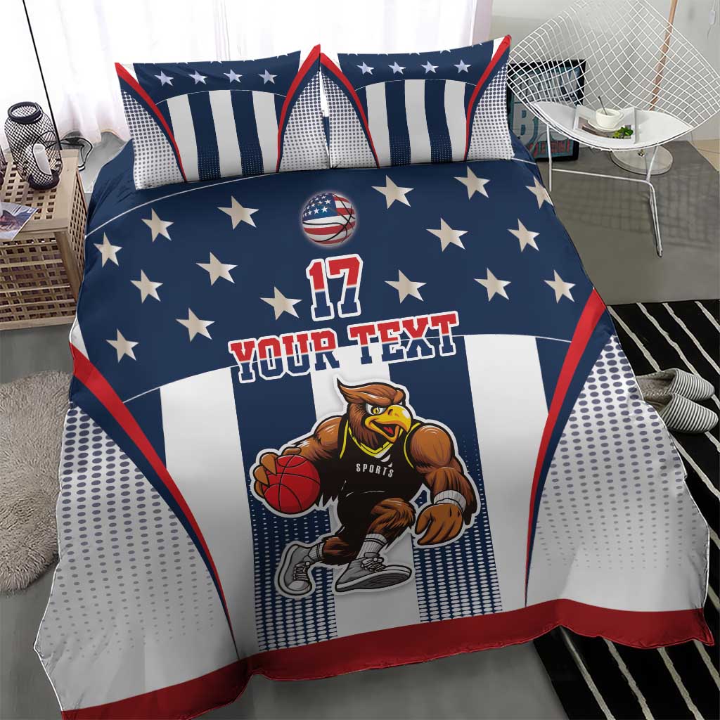 Custom United States Basketball Bedding Set USA Eagle Mascot Style