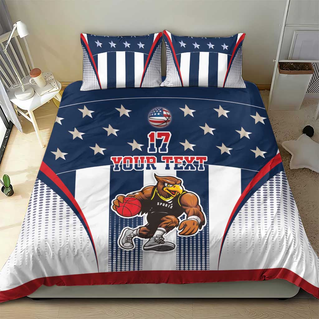 Custom United States Basketball Bedding Set USA Eagle Mascot Style