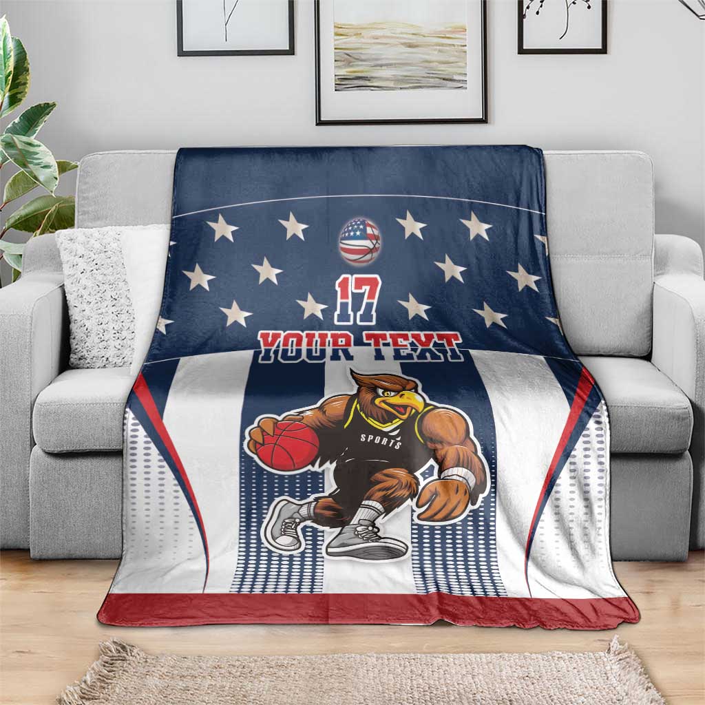 Custom United States Basketball Blanket USA Eagle Mascot Style