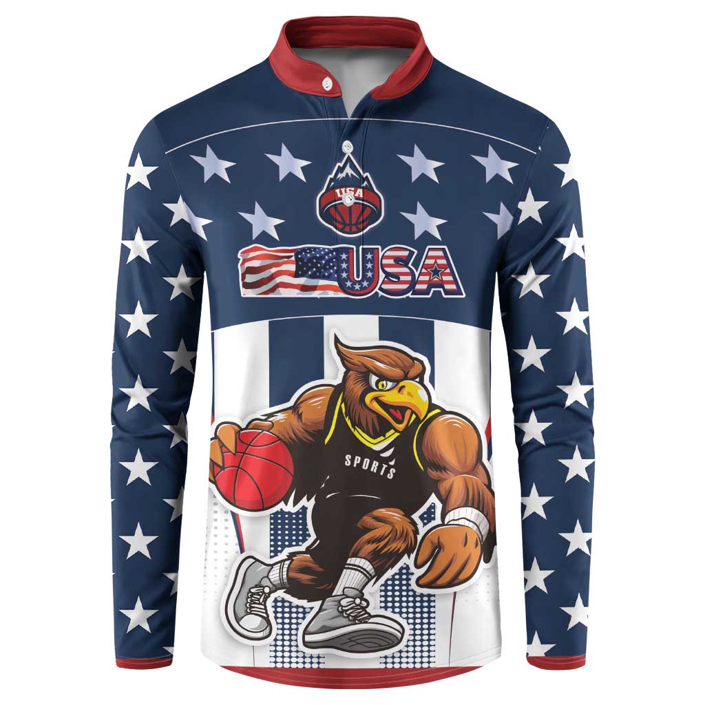 Custom United States Basketball Button Sweatshirt USA Eagle Mascot Style