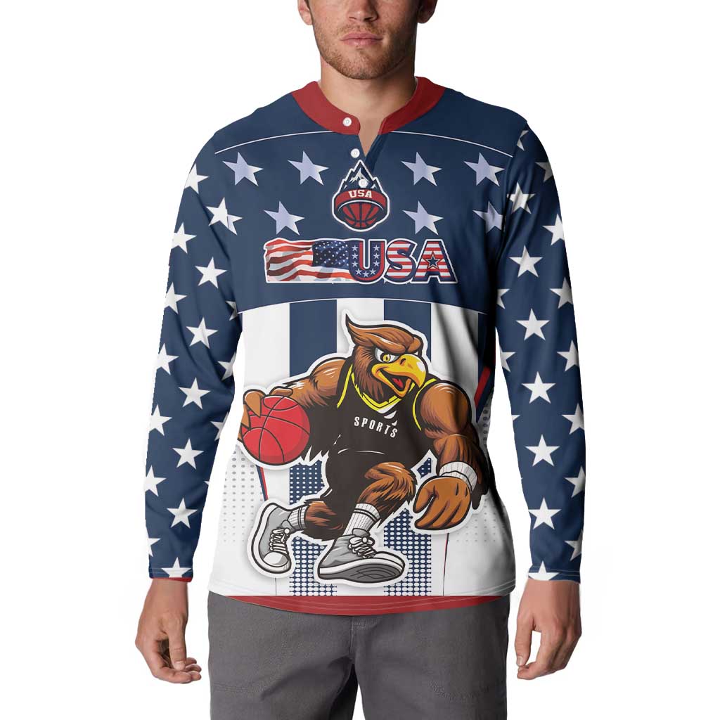Custom United States Basketball Button Sweatshirt USA Eagle Mascot Style