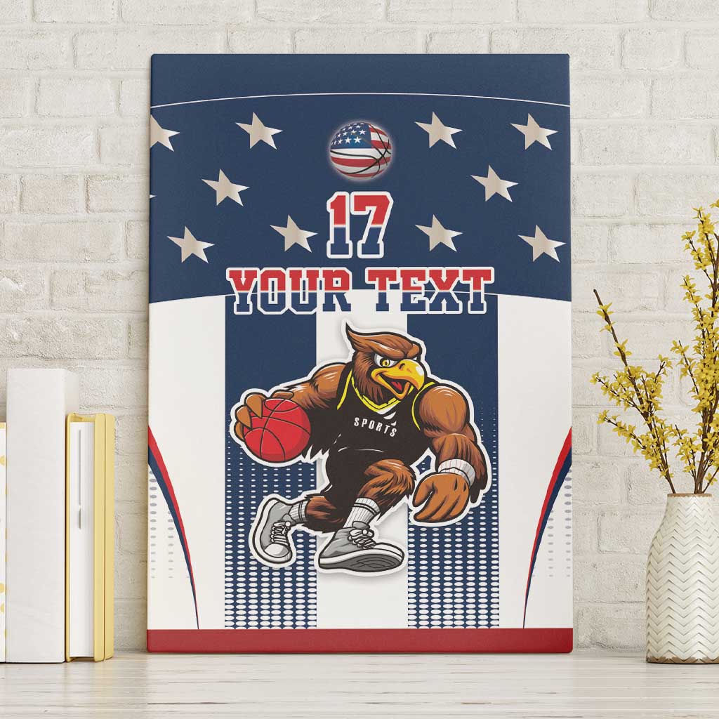 Custom United States Basketball Canvas Wall Art USA Eagle Mascot Style
