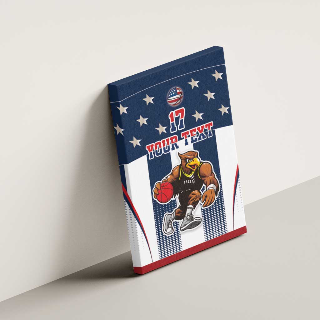 Custom United States Basketball Canvas Wall Art USA Eagle Mascot Style