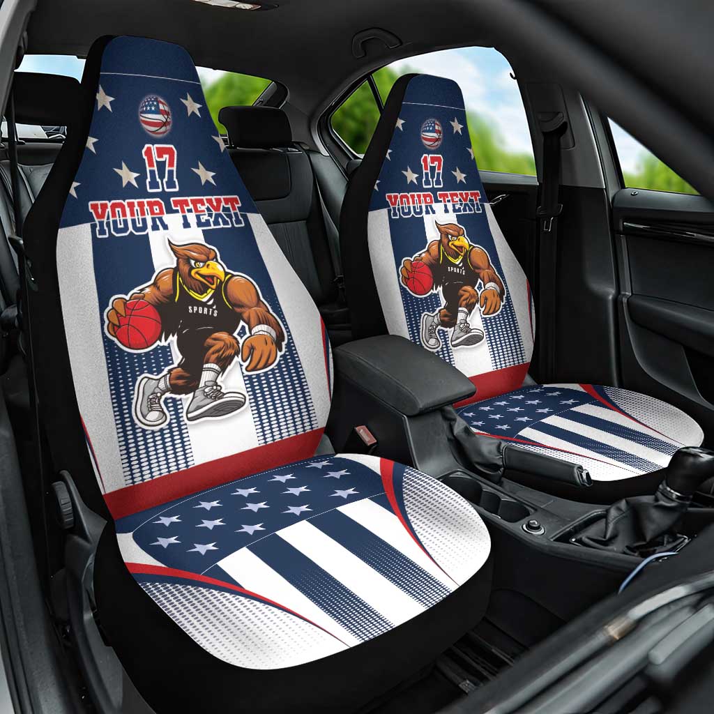 Custom United States Basketball Car Seat Cover USA Eagle Mascot Style
