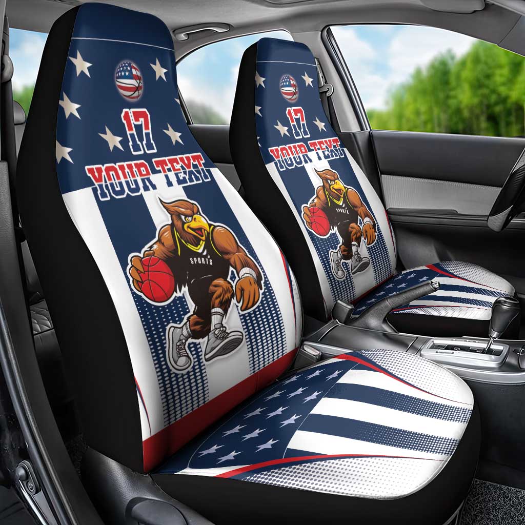 Custom United States Basketball Car Seat Cover USA Eagle Mascot Style