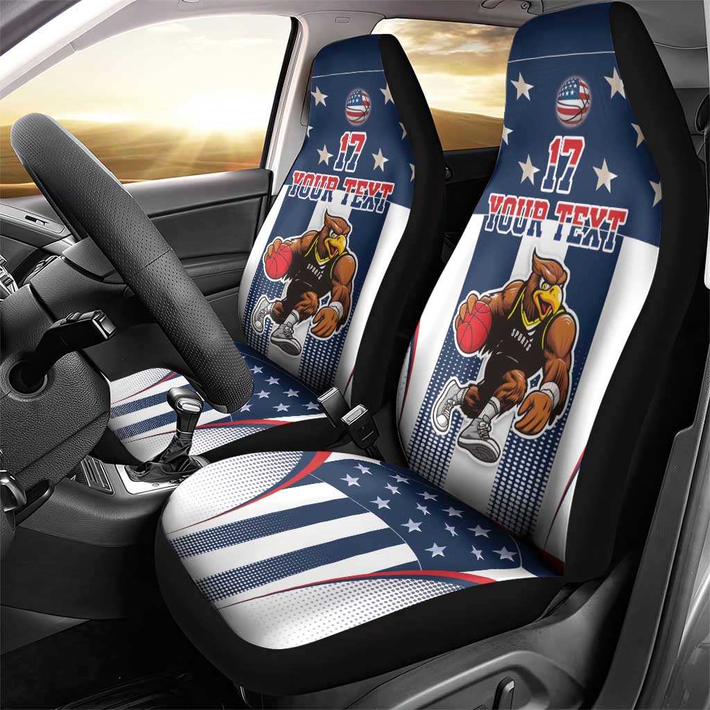 Custom United States Basketball Car Seat Cover USA Eagle Mascot Style