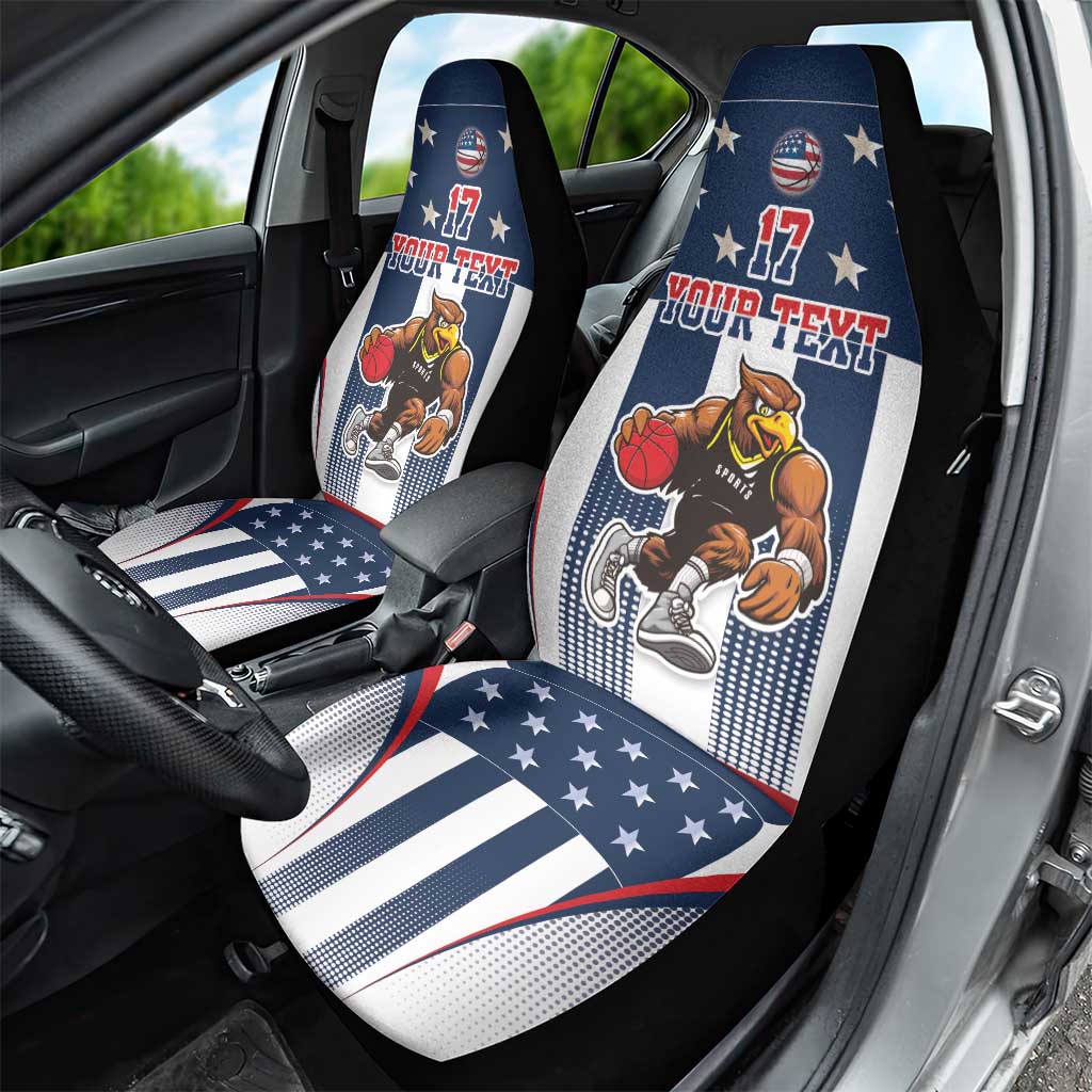 Custom United States Basketball Car Seat Cover USA Eagle Mascot Style