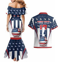 Custom United States Basketball Couples Matching Mermaid Dress and Hawaiian Shirt USA Eagle Mascot Style