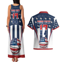 Custom United States Basketball Couples Matching Tank Maxi Dress and Hawaiian Shirt USA Eagle Mascot Style