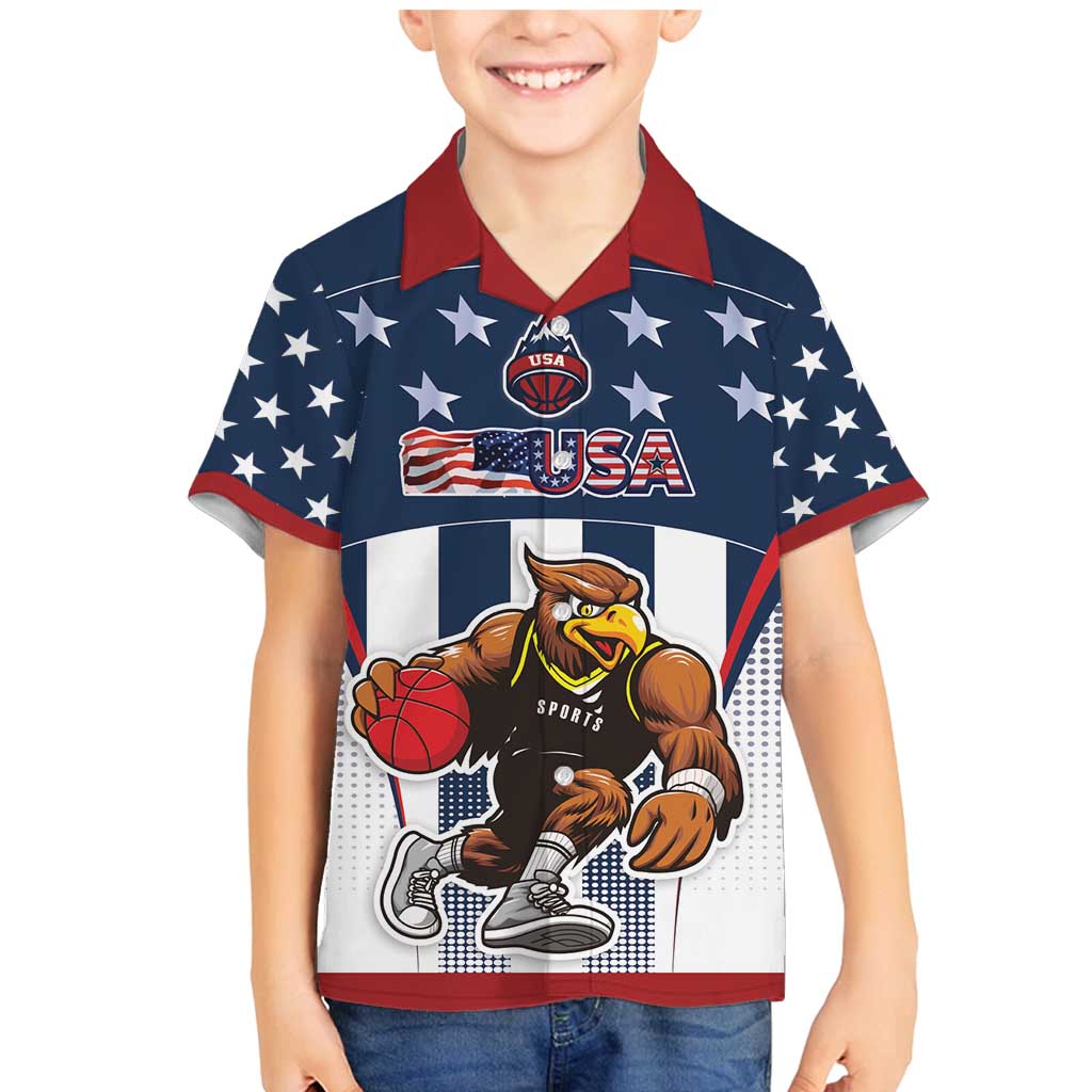 Custom United States Basketball Family Matching Mermaid Dress and Hawaiian Shirt USA Eagle Mascot Style
