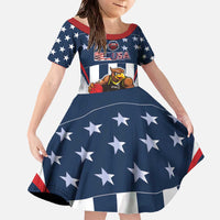 Custom United States Basketball Family Matching Off The Shoulder Long Sleeve Dress and Hawaiian Shirt USA Eagle Mascot Style