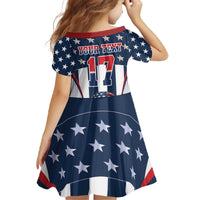 Custom United States Basketball Family Matching Off The Shoulder Long Sleeve Dress and Hawaiian Shirt USA Eagle Mascot Style