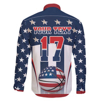 Custom United States Basketball Family Matching Off The Shoulder Long Sleeve Dress and Hawaiian Shirt USA Eagle Mascot Style