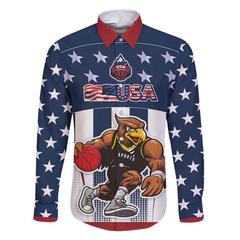 Custom United States Basketball Family Matching Off Shoulder Short Dress and Hawaiian Shirt USA Eagle Mascot Style