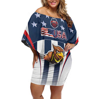 Custom United States Basketball Family Matching Off Shoulder Short Dress and Hawaiian Shirt USA Eagle Mascot Style