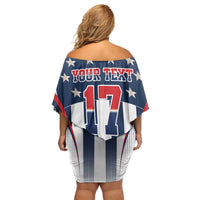 Custom United States Basketball Family Matching Off Shoulder Short Dress and Hawaiian Shirt USA Eagle Mascot Style