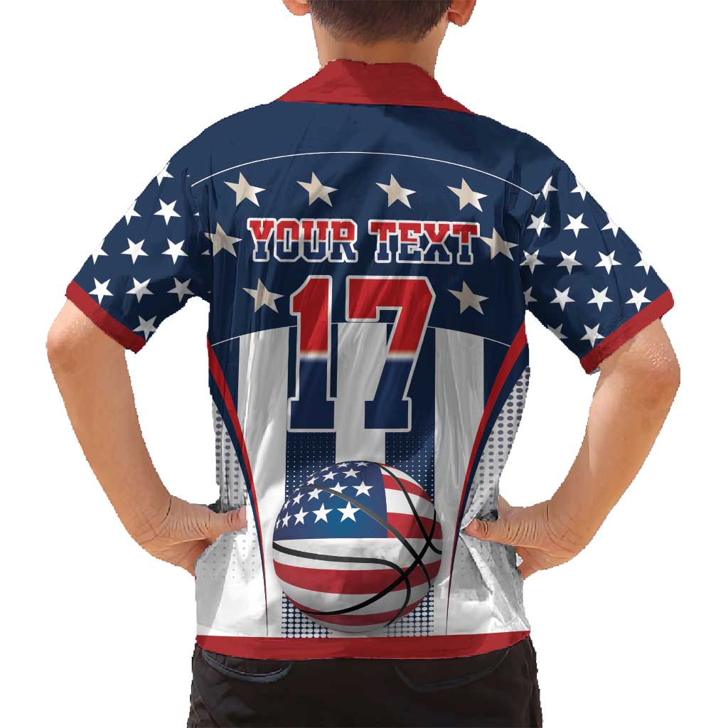 Custom United States Basketball Family Matching Puletasi and Hawaiian Shirt USA Eagle Mascot Style