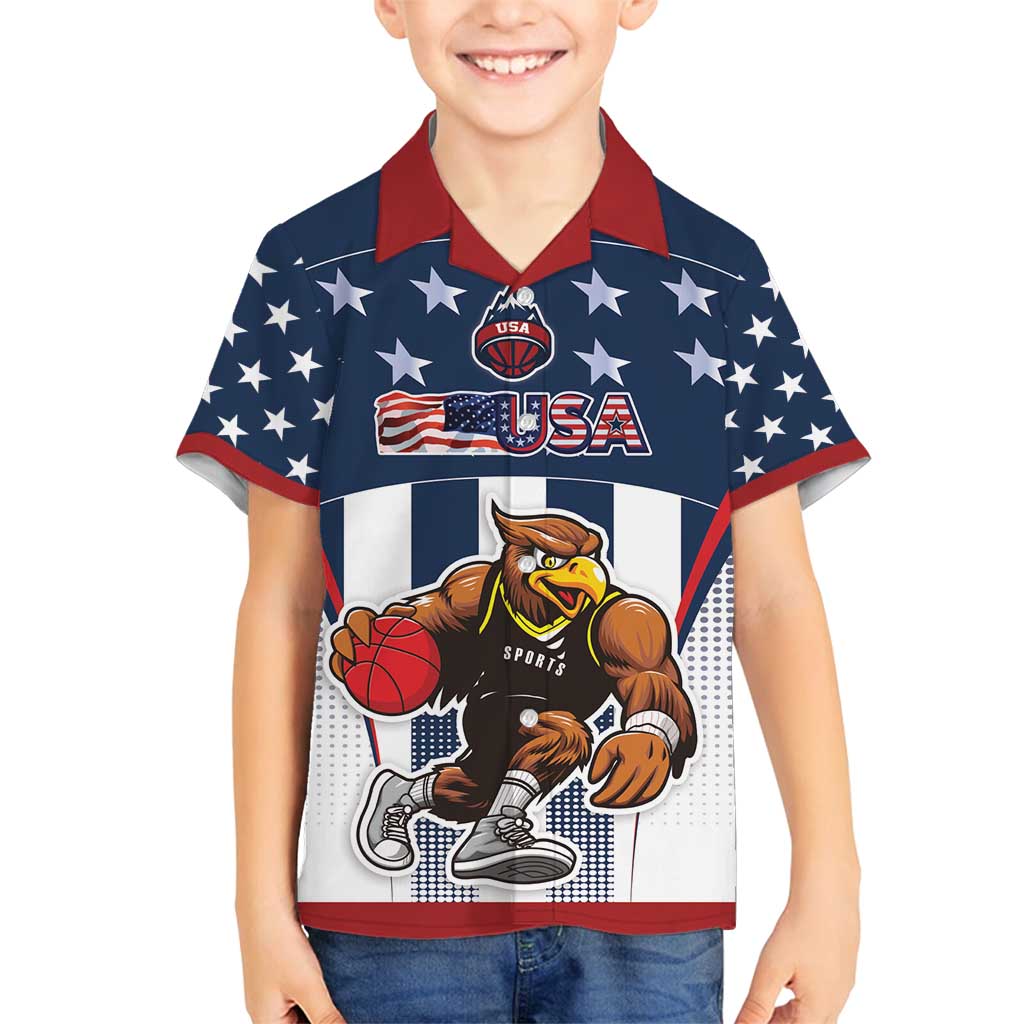 Custom United States Basketball Family Matching Puletasi and Hawaiian Shirt USA Eagle Mascot Style