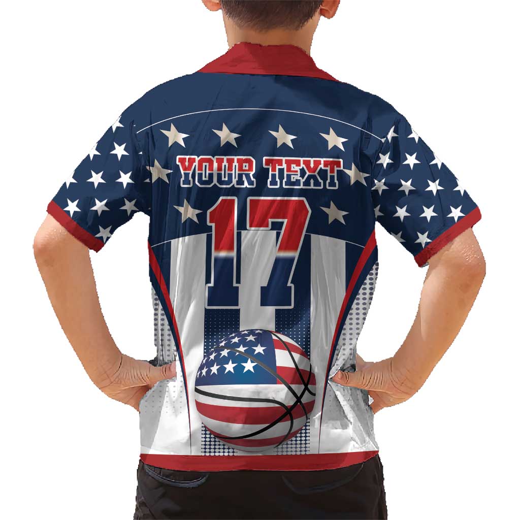 Custom United States Basketball Family Matching Short Sleeve Bodycon Dress and Hawaiian Shirt USA Eagle Mascot Style