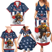 Custom United States Basketball Family Matching Summer Maxi Dress and Hawaiian Shirt USA Eagle Mascot Style