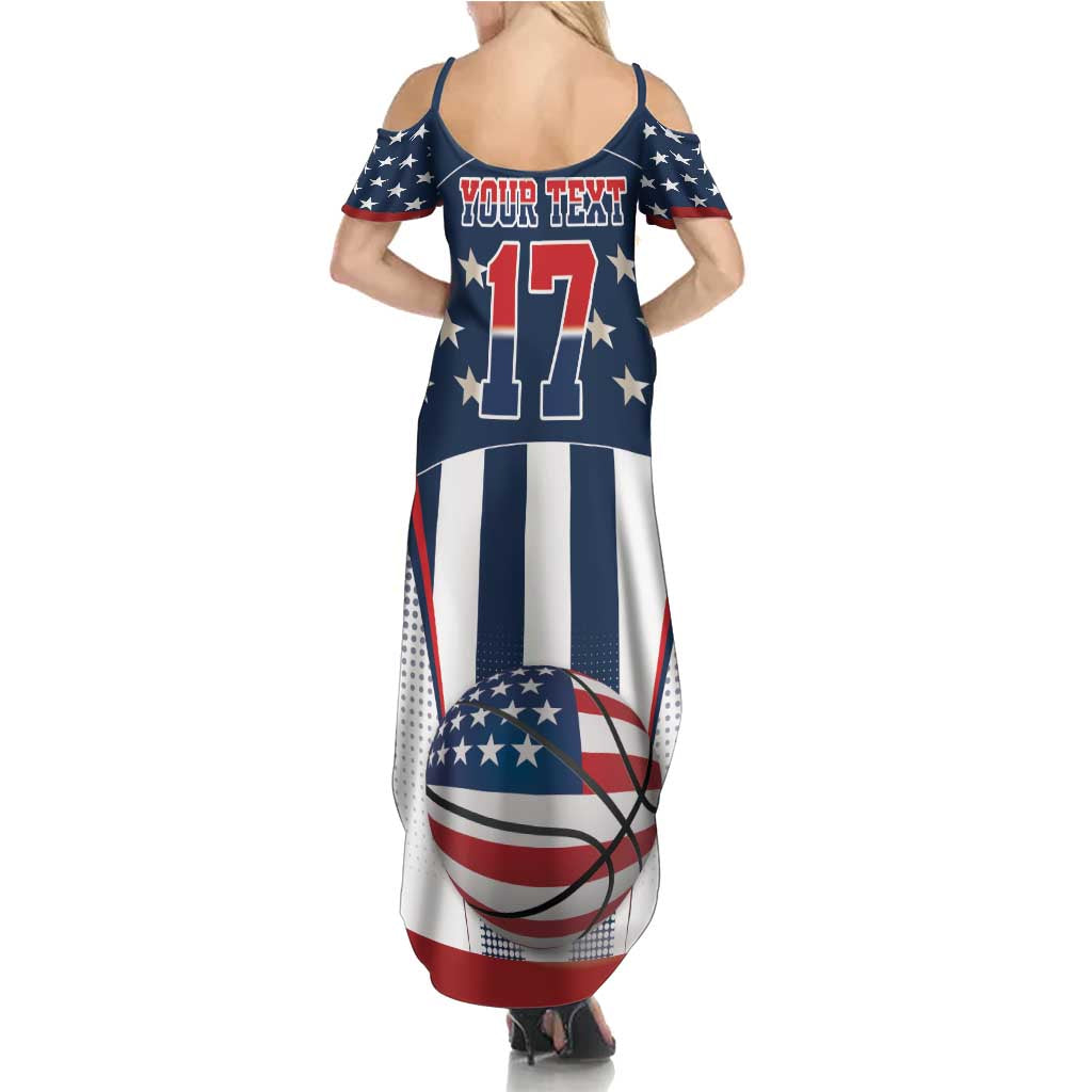 Custom United States Basketball Family Matching Summer Maxi Dress and Hawaiian Shirt USA Eagle Mascot Style