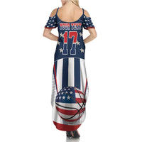 Custom United States Basketball Family Matching Summer Maxi Dress and Hawaiian Shirt USA Eagle Mascot Style